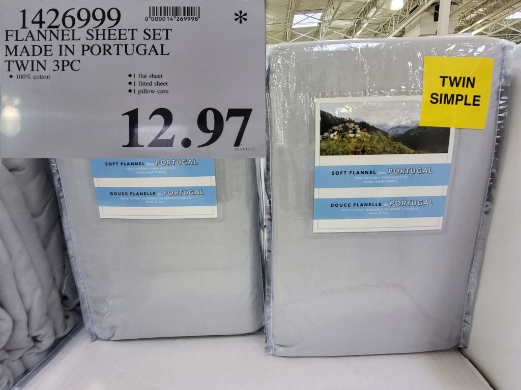 1426999 FLANNEL SHEET SET MADE IN PORTUGAL TWIN 3PC 12 97 Costco East