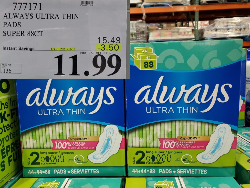 777171 ALWAYS ULTRA THIN PADS SUPER 88CT 3 50 INSTANT SAVINGS EXPIRES