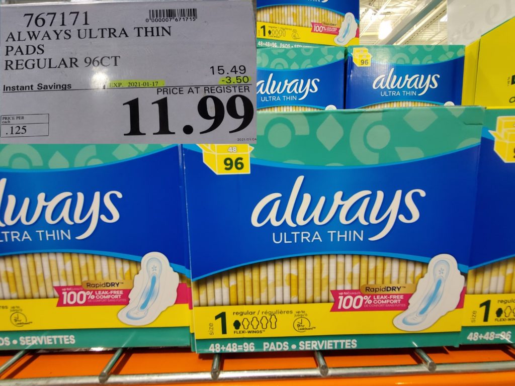 767171-always-ultra-thin-pads-regular-96ct-3-50-instant-savings-expires