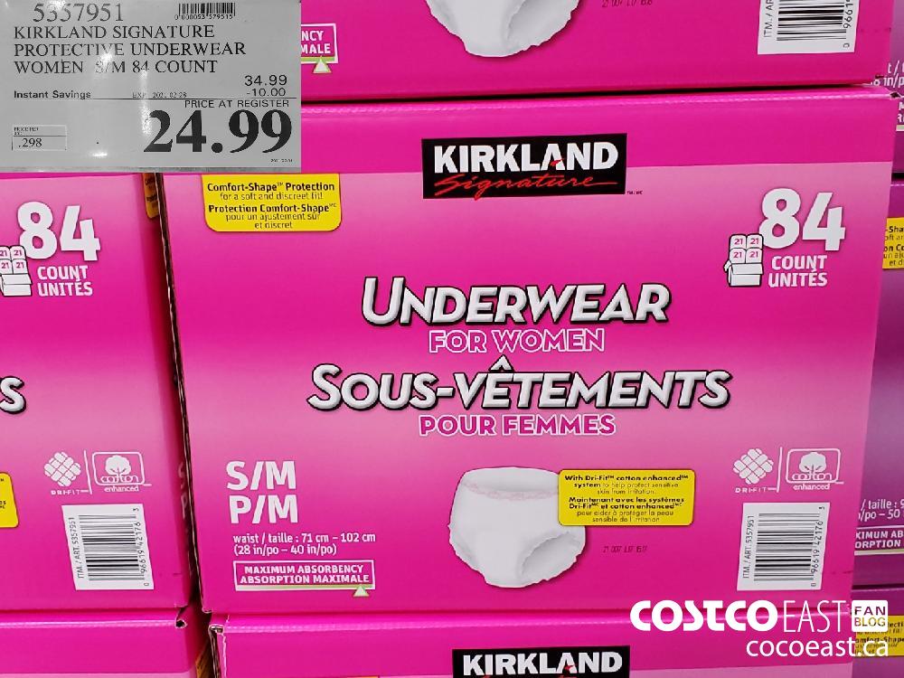 5357951 KIRKLAND SIGNATURE PROTECTIVE UNDERWEAR WOMEN S M 84 COUNT