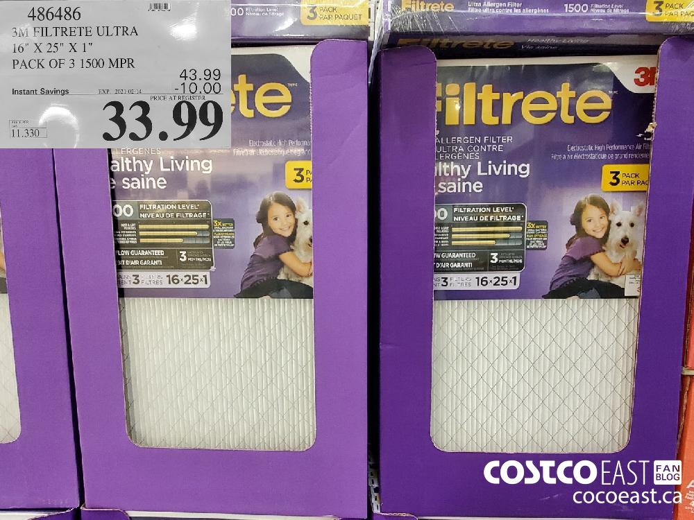 4864386 3M FILTRETE ULTRA 16:2 X25 ee PACK OF 3 1500 MPR EXPIRY DATE: 2021-02-14 $33.99