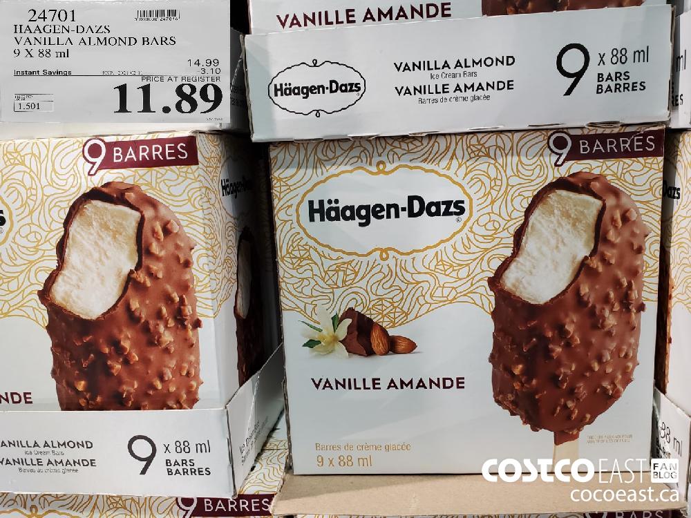 24701 HAAGEN-DAZS VANILLA ALMOND BARS 9 X 88 ml EXPIRY DATE: 2021-02-11 $11.89
