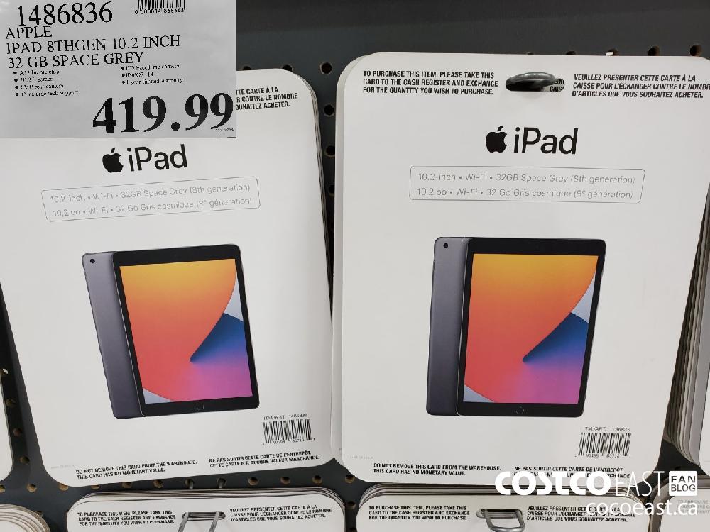 1486836 APLLE IPAD 8TH GEN 10.2INCH 32GB SPACE GREY $419.99