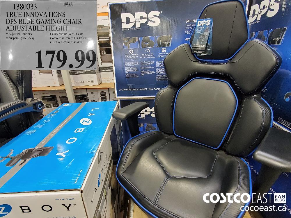 1380033 TRUE INNOVATIONS DPS BLUE GAMING CHAIR ADJUSTABLE HEIGHT $179.99