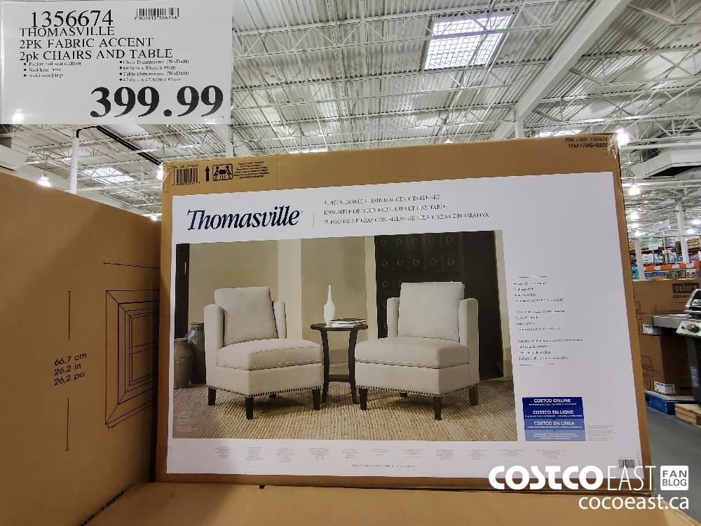 1356674 THOMASVILLE 2PK FABRIC ACCENT 2pk CHAIRS AND TABLE $399.99