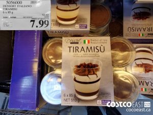 5056000 
DESSERT ITALIANO
TIRAMISU
6 X 85G
EXPIRY DATE: 2021-02-14
$7.99
