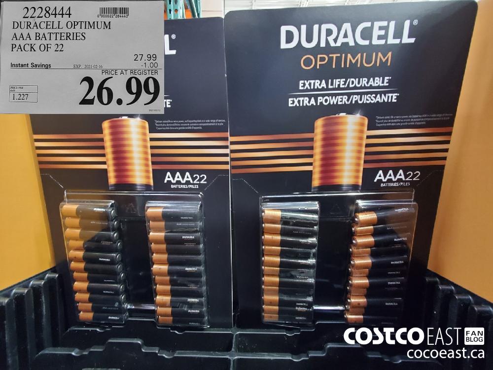 2228444 DURACELL OPTIMUM AAA BATTERIES PACK OF 22 EXPIRY DATE: 2021-02-16 $26.99