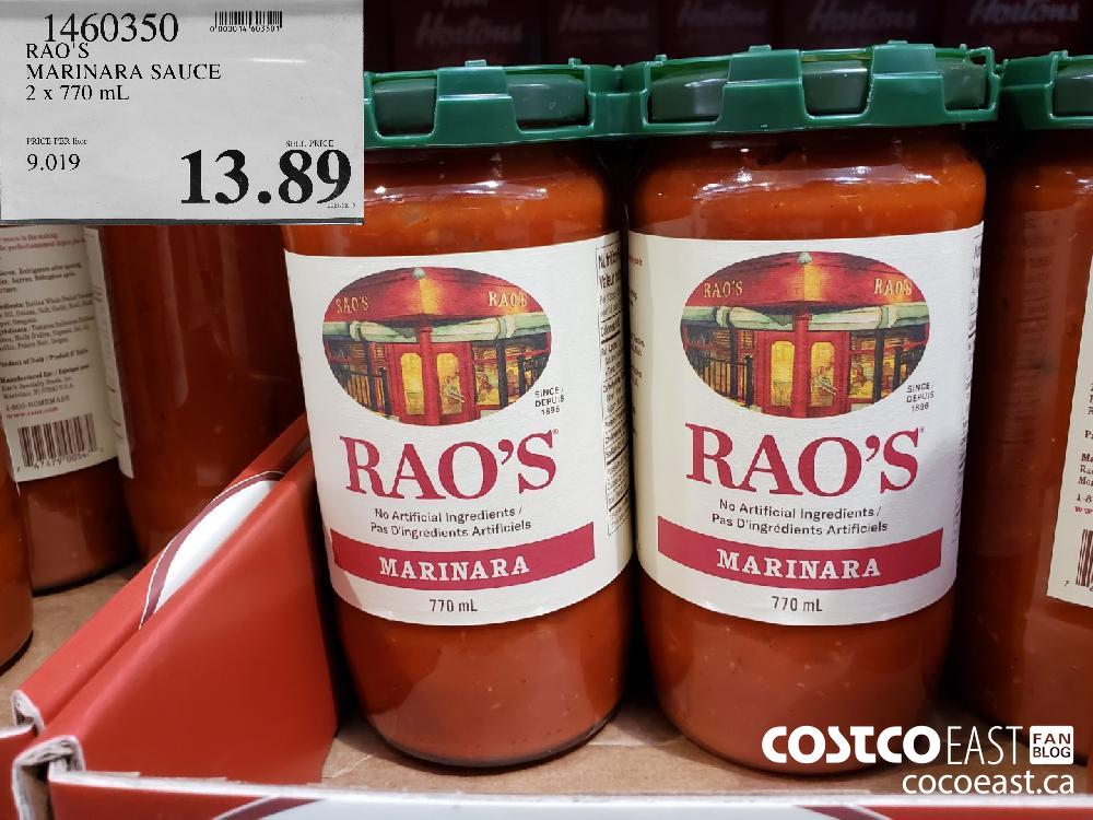 1460350 RAO'S MARINARA SAUCE 2 x 770 mL $13.89