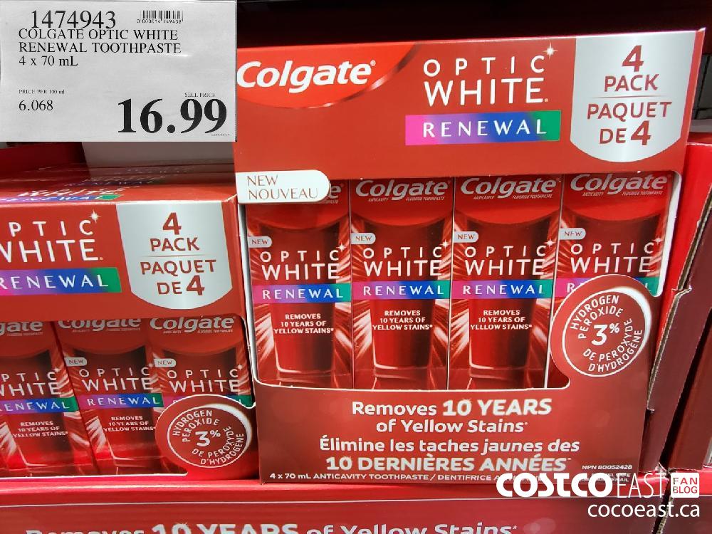 1474943 COLGATE OPTIC WHITE RENEWAL TOOTHPASTE 4x 70 mL $16.99