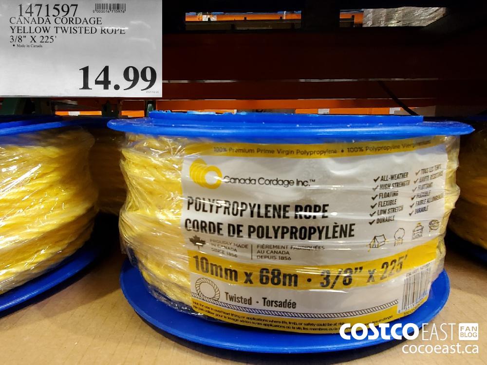 1471597 CANADA CORDAGE YELLOW TWISTED KUrE 3/8" X 255' $14.99