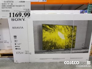 9197575
SONY 75" 4K
HDR ANDROID SMART TV
KD75X750H
EXPIRY DATE: 2021-03-14 
$1169.99
