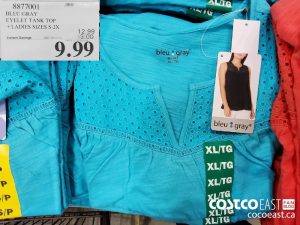 8877001 
BLEU:GRAY |
BYBLET TANK TOP
  LADIBS SIZES S-2X |
EXPIRY DATE: 2021-03-14
$9.99
