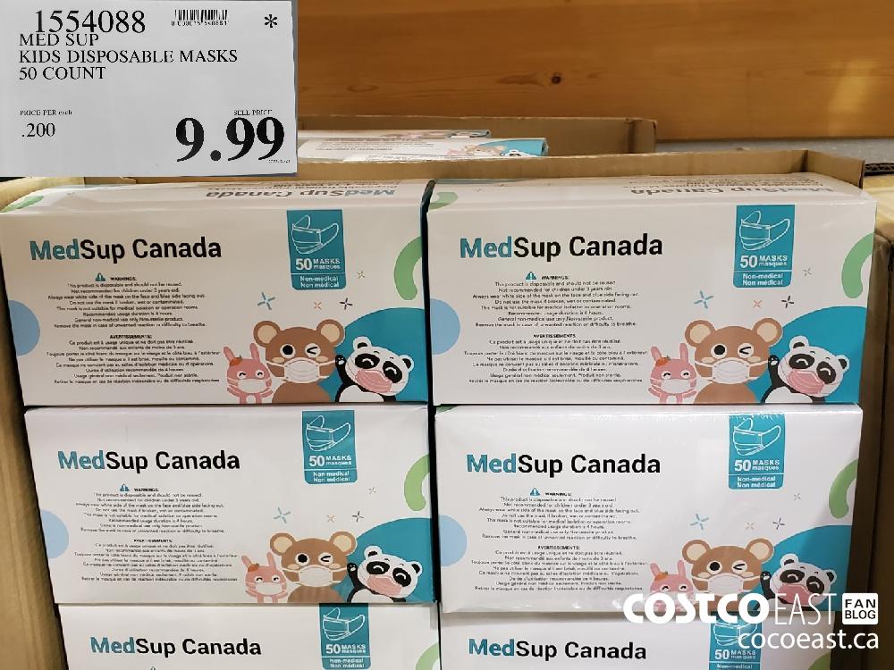 1554088 MED SUP KIDS DISPOSABLE MASKS 50 COUNT $9.99 