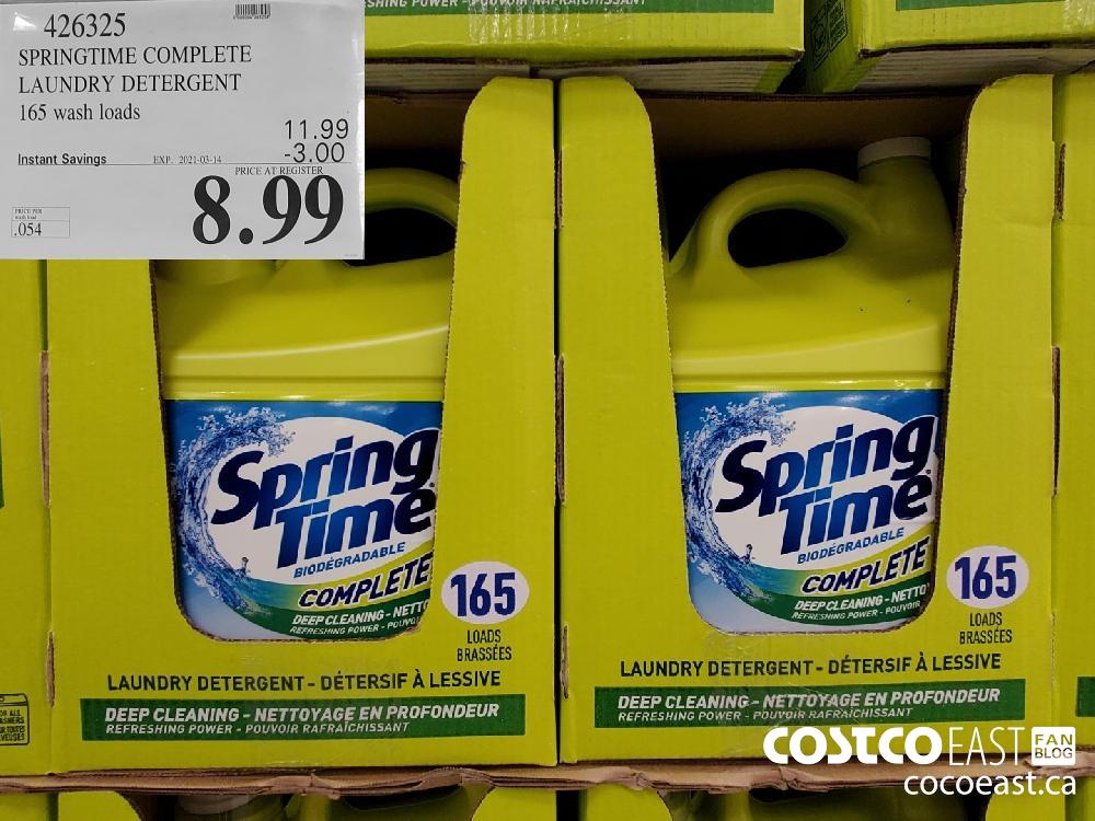 426325 SPRINGTIME COMPLETE LAUNDRY DETERGENT 165 wash loads EXPIRY DATE: 2021-03-14 $8.99 