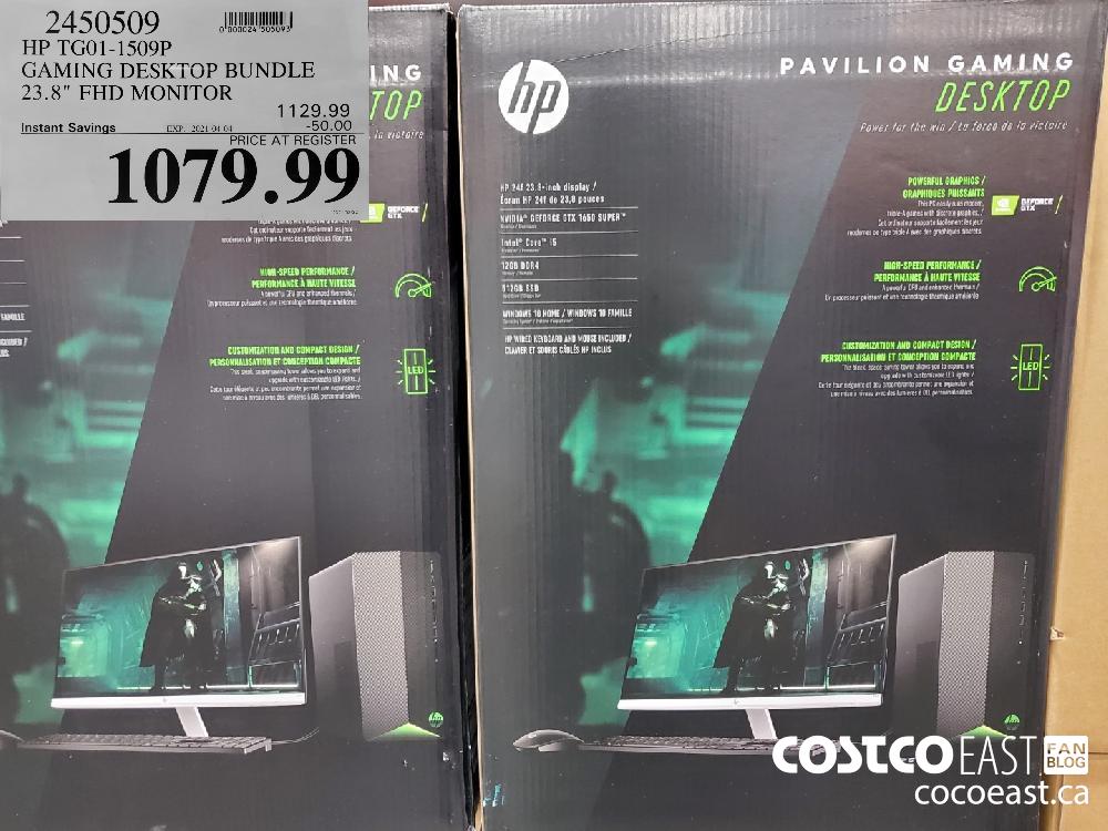 2450509 HP TGO1-1509P GAMING DESKTOP BUNDLE — 23.8" FHD MONITOR EXPIRY DATE: 2021-04-04 $1079.99