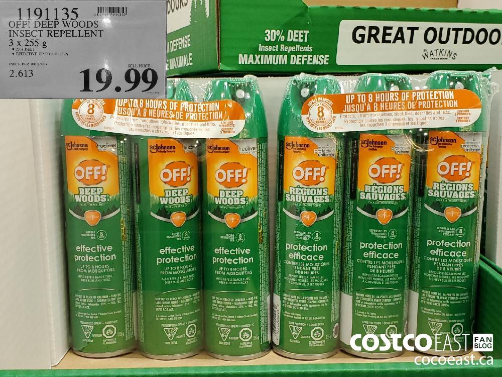 1191135 OFF! DEEP WOODS INSECT REPELLENT 3 X 255 G $19.99
