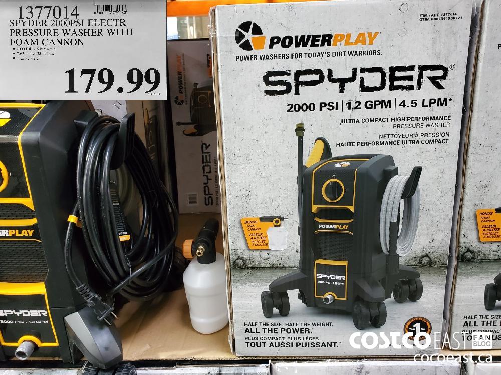 1377014 SPYDER 2000PSI ELECTR PRESSURE WASHER WITH FOAM CANNON $179.99