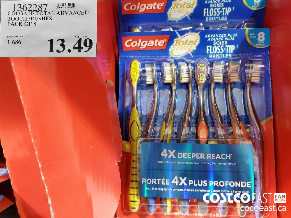 1362287 COLGATE TOTAL ADVANCED TOOTHBRUSHES PACK OF 8 $13.49