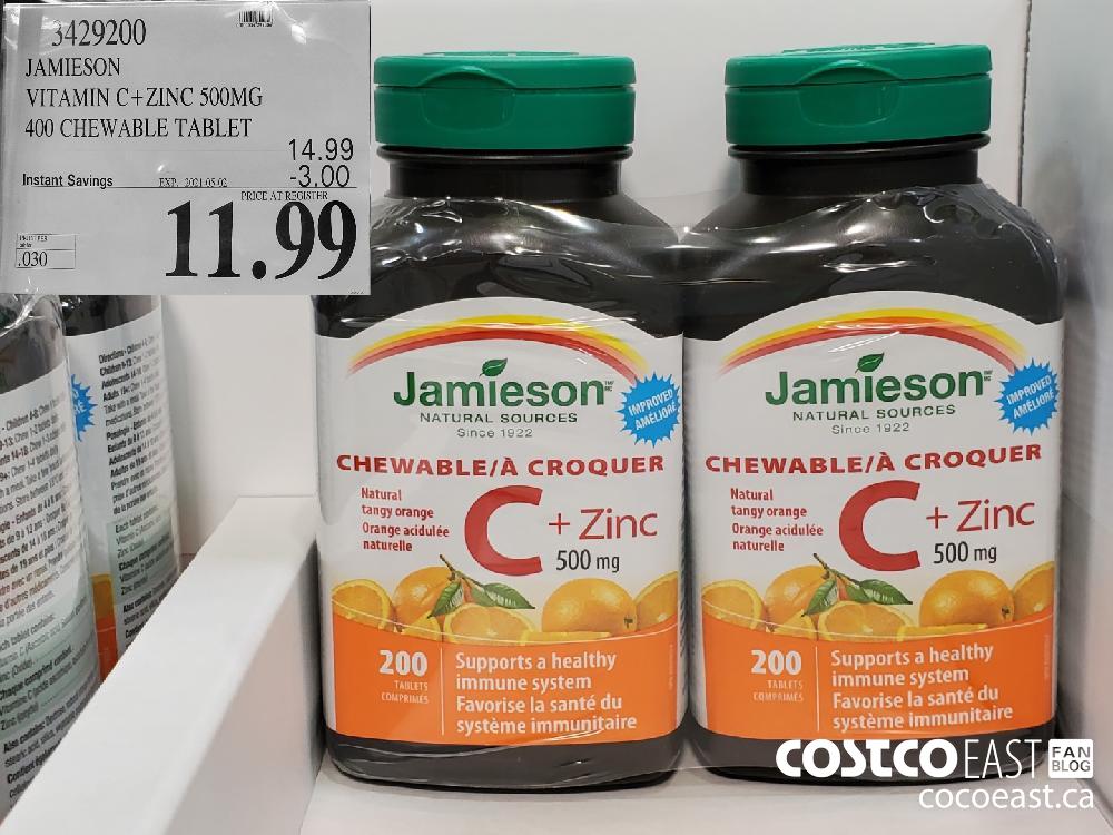 3429200 JAMIESON VITAMIN C ZINC 500MG 400 CHEWABLE TABLET 3 00 INSTANT