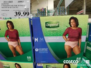 2011885 
DEPEND
UNDERWEAR FOR WOMEN
MEDIUM 88 COUNT
EXPIRY DATE: 2021-05-02 
$39.99
