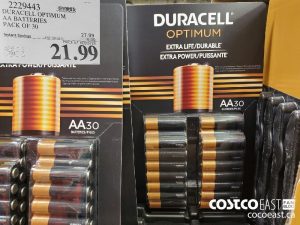 2229443
DURACELL OPTIMUM
AA BATTERIES
PACK OF 30
EXPIRY DATE: 2021-05-02
$21.99
