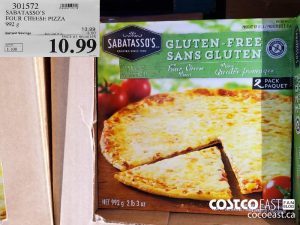 301572 
SABATASSO'S
FOUR CHEESE PIZZA
992 g
EXPIRY DATE: 2021-05-02
$10.99
