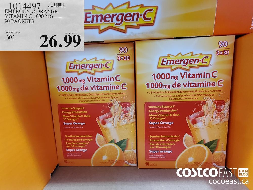 1014497 EMERGEN-C ORANGE VITAMIN C 1000 MG 90 PACKETS EXPIRY DATE: 2021-05-09 $26.99 $5.00