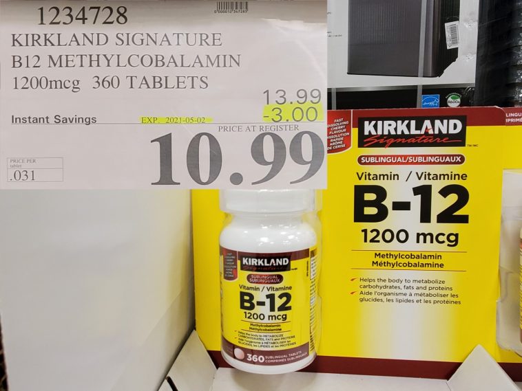 1234728 KIRKLAND SIGNATURE B12 METHYLCOBALAMIN 1200mcg 360 TABLETS 3 00
