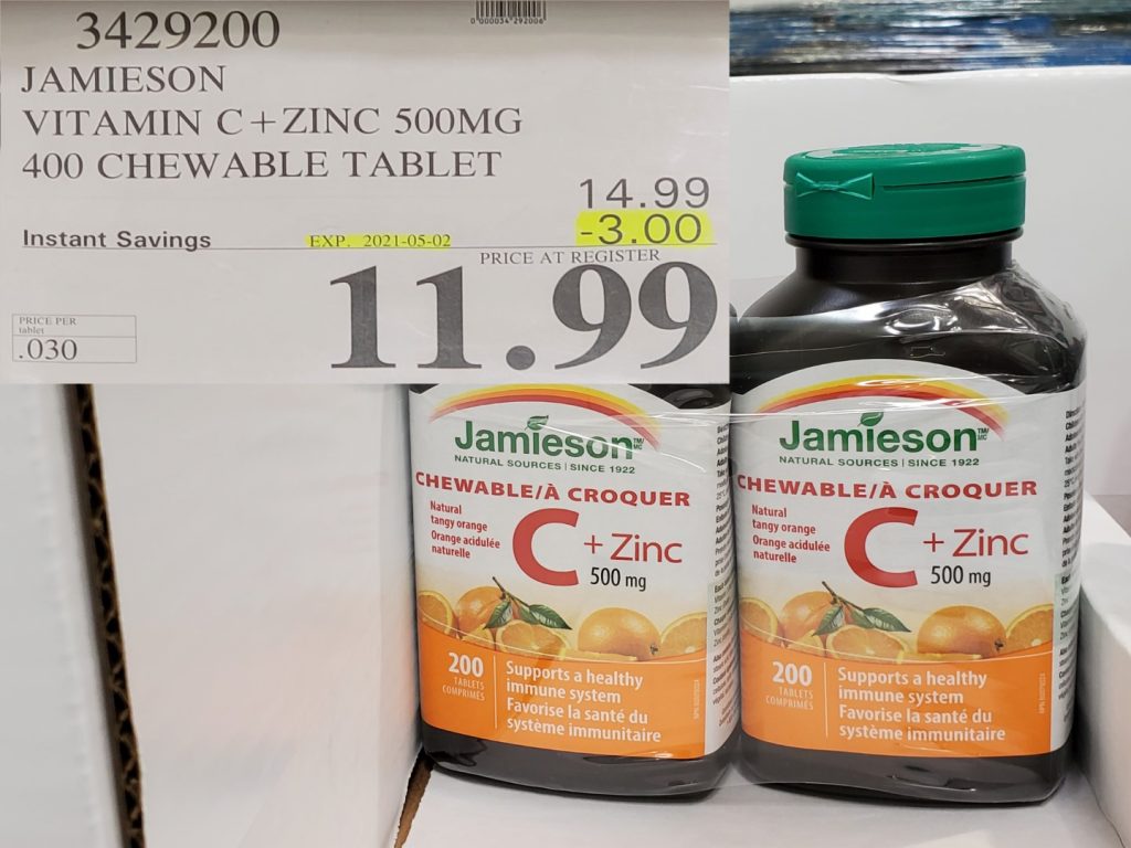 3429200 JAMIESON VITAMIN C ZINC 500MG 400 CHEWABLE TABLET 3 00 INSTANT