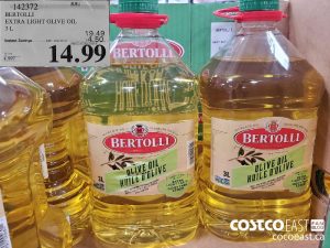 142372
BERTOLLI EXTRA LIGHT OLIVE OIL 3 L 
($4.50 INSTANT SAVINGS EXPIRES ON 2021-05-30)
$14.99