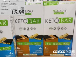 1383278
NO SUGAR COMPANY NO SUGAR KETO BARS 12 x 40g 
($4.00 INSTANT SAVINGS EXPIRES ON 2021-05-30)
$15.99