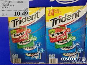 1035357
TRIDENT VARIETY PACK PACK of 24 
($3.00 INSTANT SAVINGS EXPIRES ON 2021-05-16)
$10.49