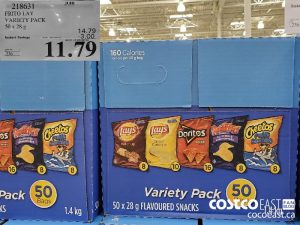 218631
FRITO LAY VARIETY PACK 50 x 28 g 
($3.00 INSTANT SAVINGS EXPIRES ON 2021-05-16)
$11.79