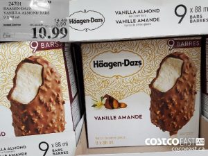 24701
HAAGEN-DAZS VANILLA ALMOND BARS 9 X 88 ml 
($3.50 INSTANT SAVINGS EXPIRES ON 0021-05-09)
$10.99