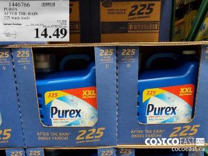 1446766
PUREX AFTER THE RAIN 225 wash loads 
($3.50 INSTANT SAVINGS EXPIRES ON 2021-05-30)
$14.49