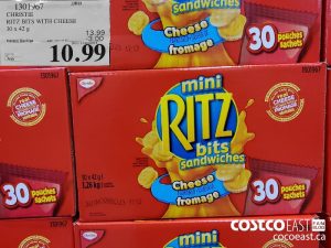 1301967
CHRISTIE RITZ BITS WITH CHEESE 30 x 42 g 
($3.00 INSTANT SAVINGS EXPIRES ON 2021-05-09)
$10.99