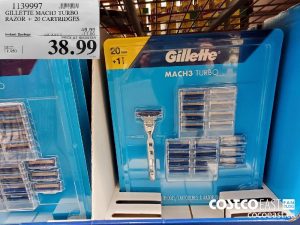 1139997
GILLETTE MACH3 TURBO RAZOR   20 CARTRIDGES 
($11.00 INSTANT SAVINGS EXPIRES ON 2021-05-30)
$38.99