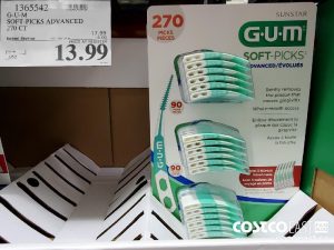 1365542
G-U-M SOFT-PICKS ADVANCED 270 CT 
($4.00 INSTANT SAVINGS EXPIRES ON 2021-05-30)
$13.99