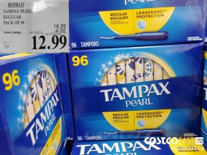 805810
TAMPAX PEARL REGULAR PACK OF 96 
($4.00 INSTANT SAVINGS EXPIRES ON 2021-05-30)
$12.99