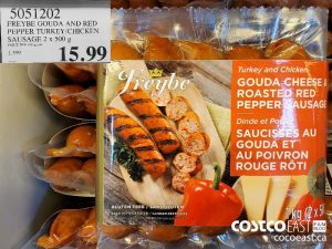 5051202
FREYBE GOUDA AND RED PEPPER TURKEY/CHICKEN SAUSAGE 2 x 500 g 
$15.99