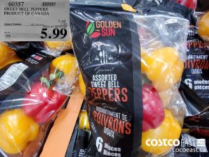 60357
SWEET BELL PEPPERS PRODUCT OF CANADA 
($1.50 INSTANT SAVINGS EXPIRES ON 2021-05-16)
$5.99