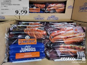 1150975
SCHNEIDERS JUICY JUMBOS WIENERS 2 x 900 g 
($3.00 INSTANT SAVINGS EXPIRES ON 2021-05-16)
$9.99