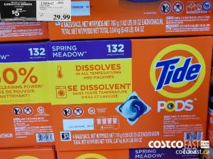 1369642
TIDE PODS SINGLE DOSE LAUNDRY 132 pacs 
($5.00 INSTANT SAVINGS EXPIRES ON 2021-05-16)
$24.99