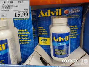 4157080*ADVIL IBUPROFEN 200MG 280 TABLETS ($4.00 INSTANT SAVINGS EXPIRES ON 2021-05-23)$15.99