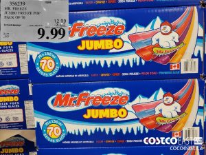 356239
MR. FREEZE JUMBO FREEZE POP PACK OF 70 
($3.00 INSTANT SAVINGS EXPIRES ON 2021-05-23)
$9.99