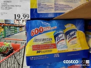 8529633
LYSOL DISINFECTING WIPES 6 x 100 wipes 
$19.99