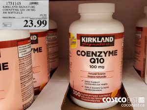 1751145
KIRKLAND SIGNATURE COENZYME Q10 100 MG 300 SOFTGELS 
($6.00 INSTANT SAVINGS EXPIRES ON 2021-05-23)
$23.99
