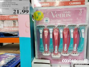 1282133
VENUS SENSITIVE DISPOSABLE RAZORS PACK OF 15 
($8.00 INSTANT SAVINGS EXPIRES ON 2021-05-30)
$21.99