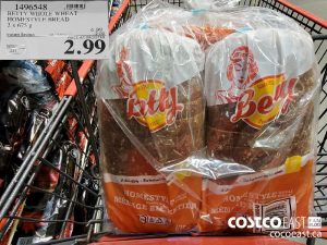 1496548
BETTY WHOLE WHEAT HOMESTYLE BREAD 2 X 675 G 
($2.00 INSTANT SAVINGS EXPIRES ON 2021-05-23)
$2.99