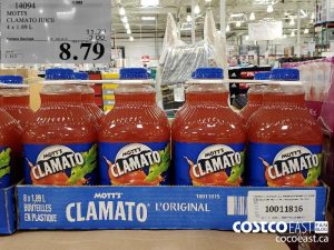 14094
MOTTS CLAMATO JUICE 4 X 1.89 L 
($3.00 INSTANT SAVINGS EXPIRES ON 2021-05-23)
$8.79